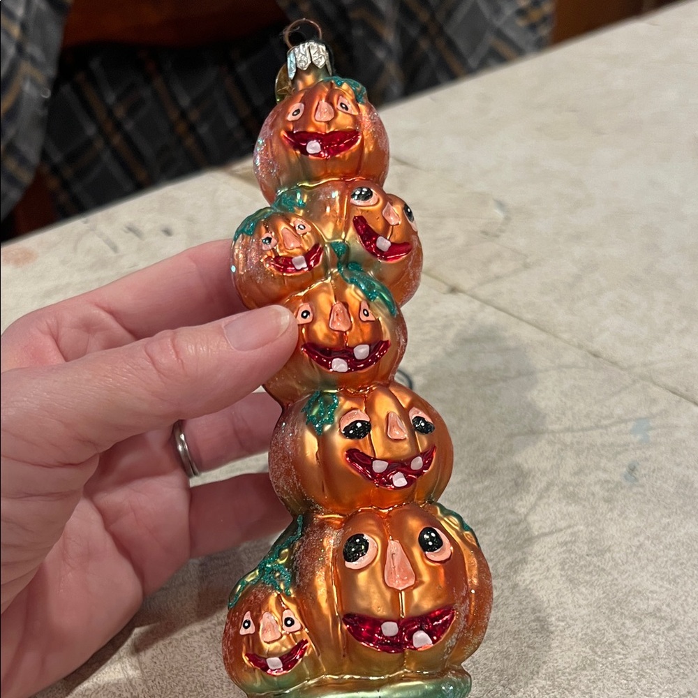 Christopher Radko Orange Pumpkin Stack Ornament